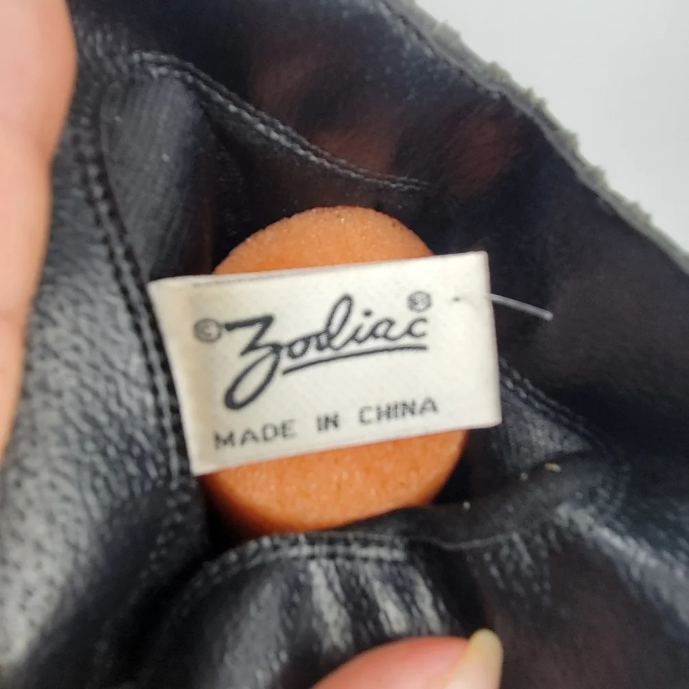 ZODIAC 675 BULLETT 6 M BLACK LEATHER SLOUCHY COWBOY BOOTS LADIES Vintage - Picture 5 of 13